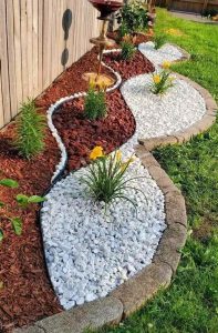 Front Yard with Rocks and Mulch